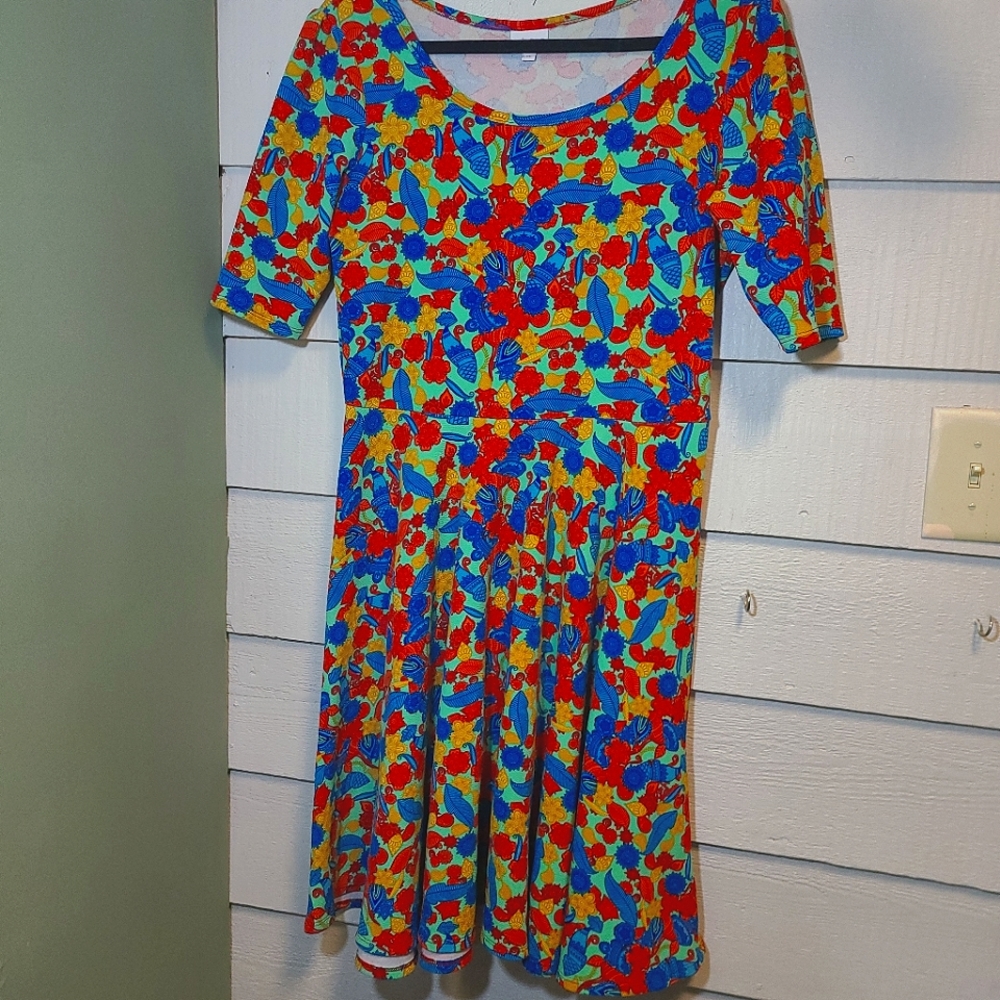LuLaRoe Amelia Dress Size XL With Colorful Floral Paisly Print